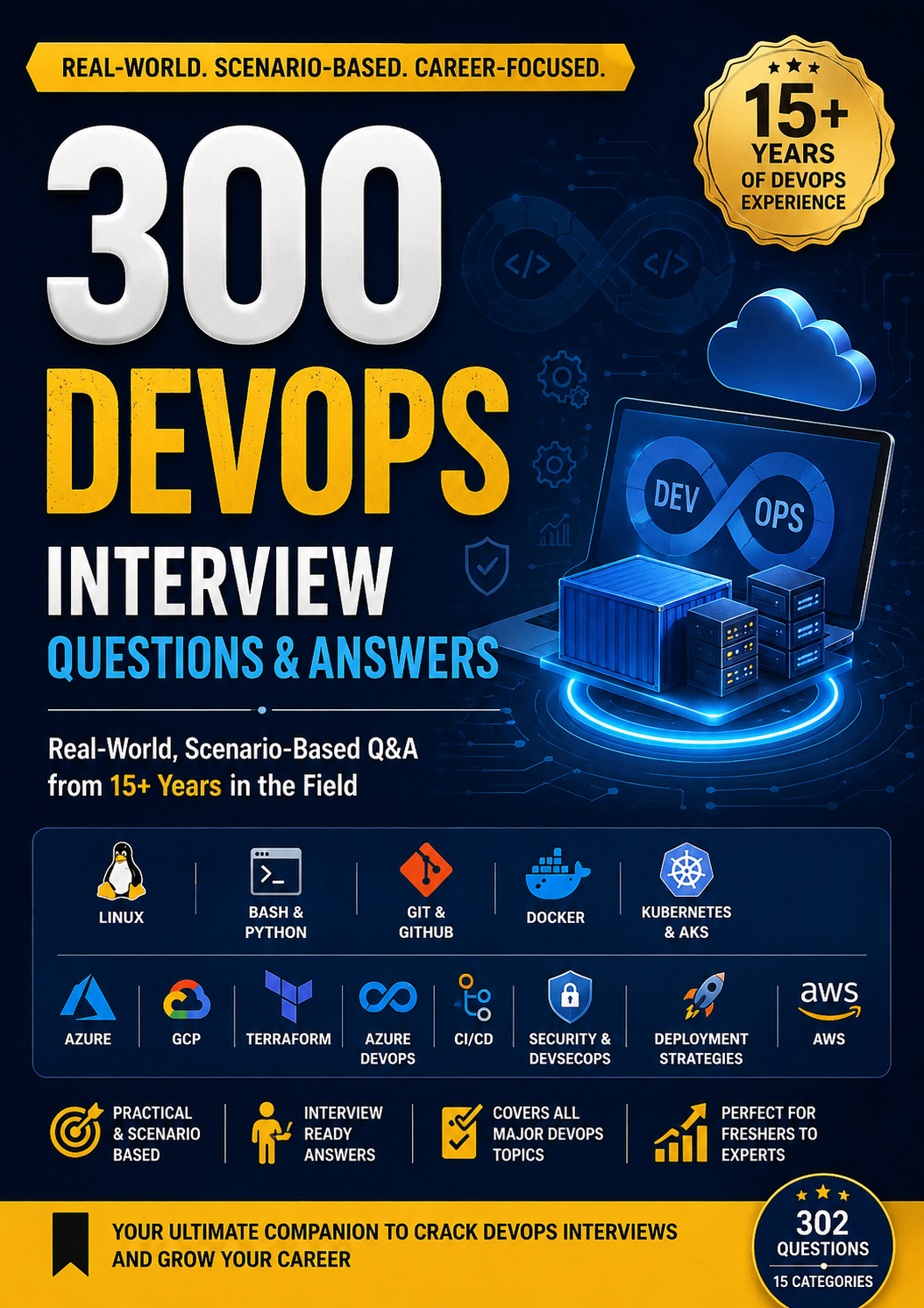 300 DevOps Interview Questions & Answers book cover
